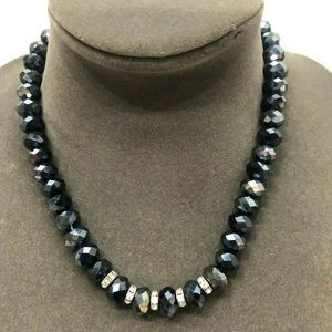 elegant black faceted crystal w/ a touch of rhine